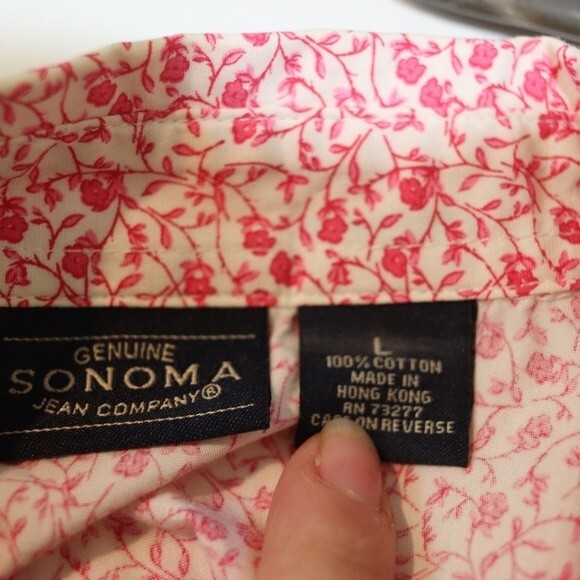 Sonoma Red Micro Ditsy Floral Button Down Sleeveless Top Blouse Women’s LG - Picture 8 of 8